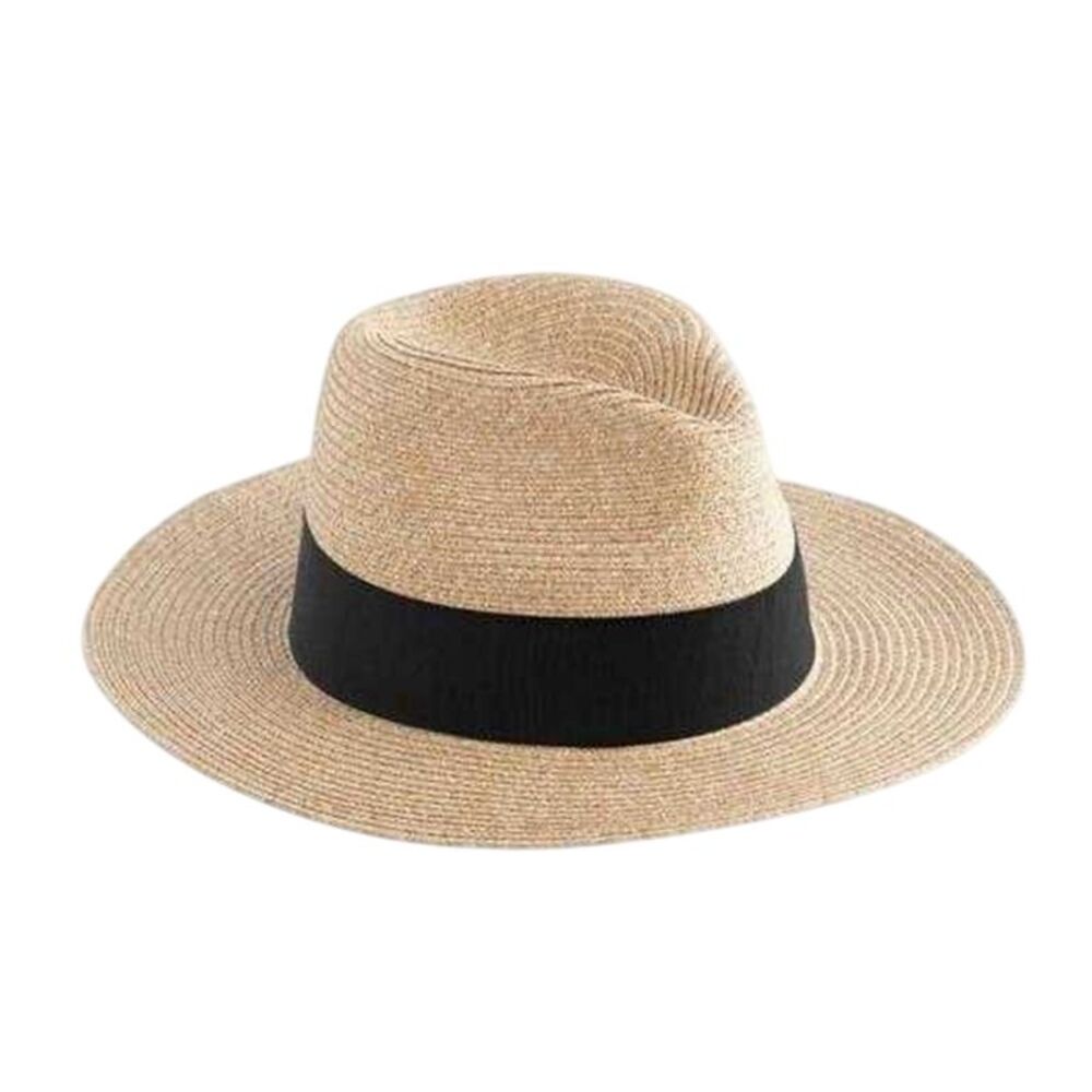 Beechfield Unisex Adult Straw Fedora / Natural/Black